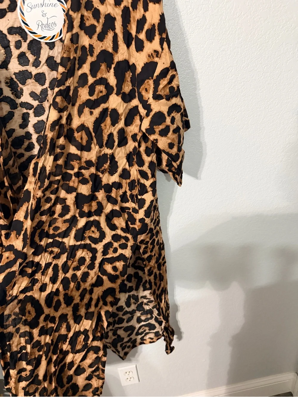 Leopard Print women’s ' Kimono Cover-Up - Brown/Black Lightweight leopard-print